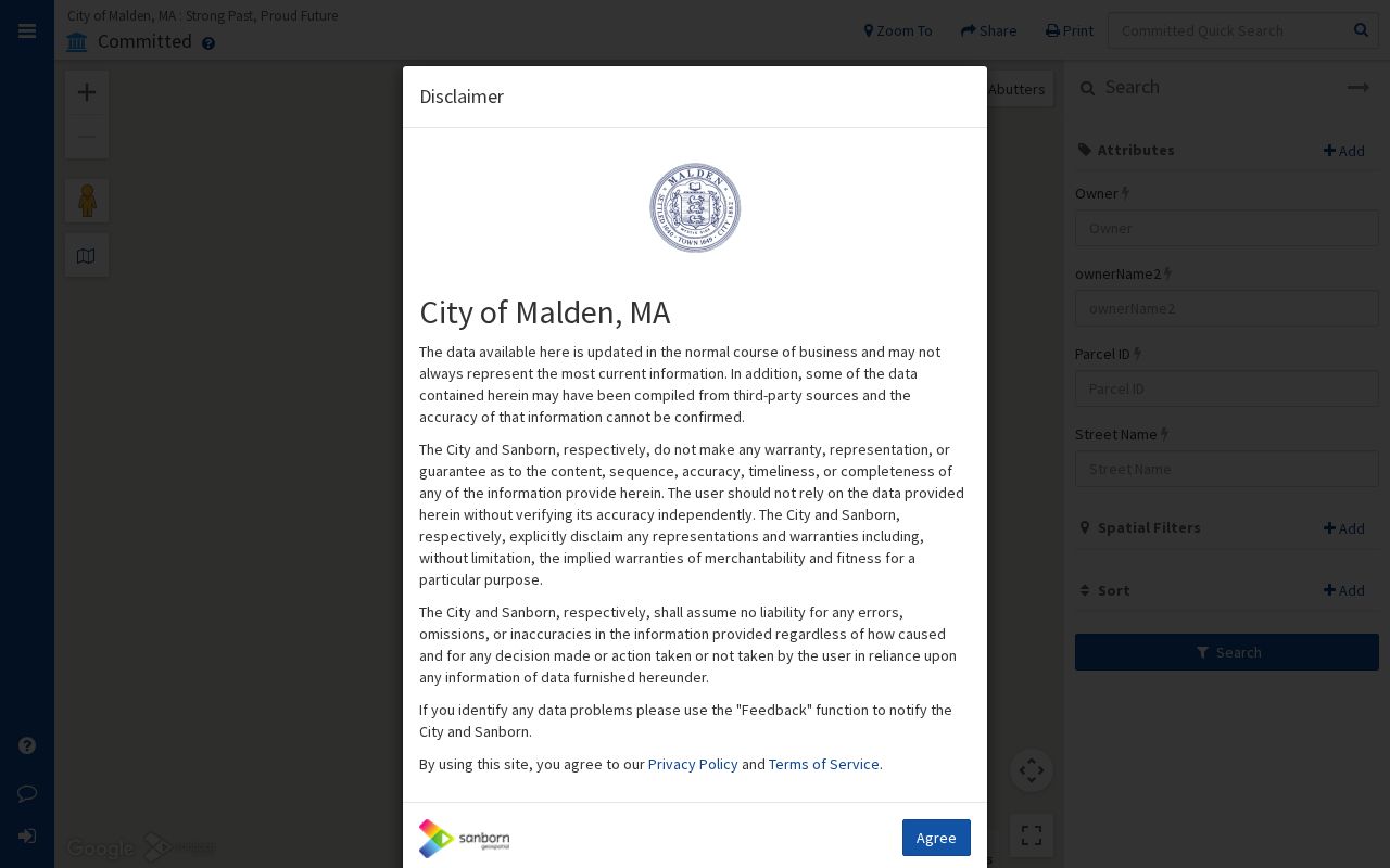 Malden neighbors search using the MapGeo parcel viewer