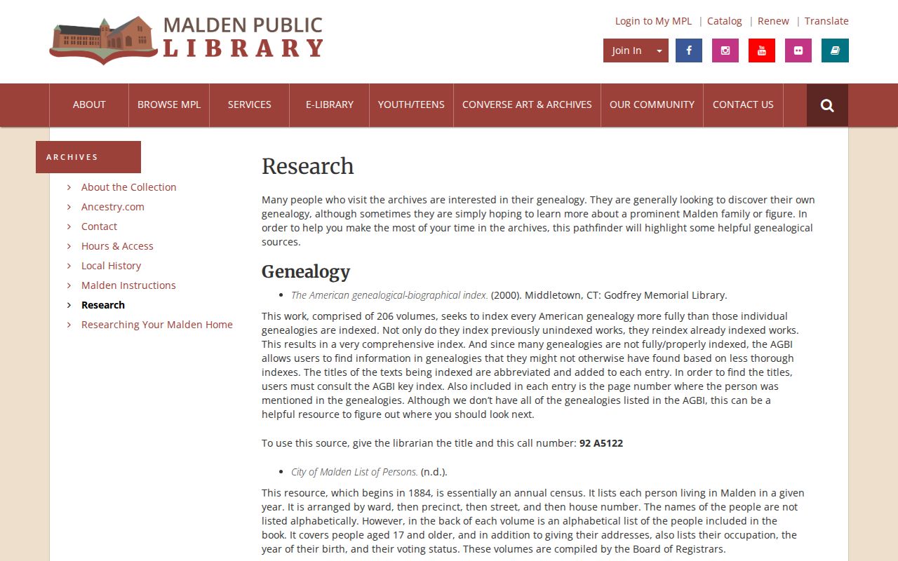 Malden city directory research guide for Polk and List of Persons